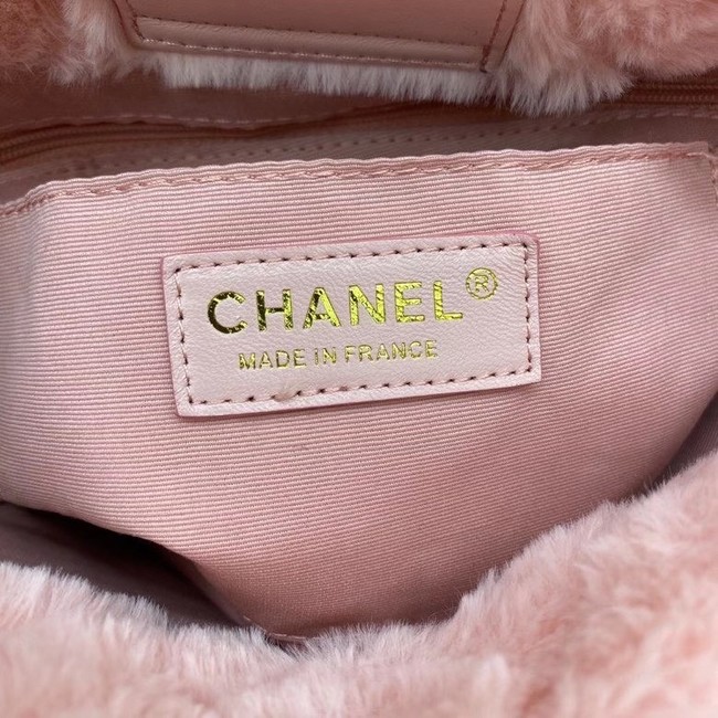 Chanel flap bag Shearling Lambskin & Gold-Tone Metal AS2241 pink