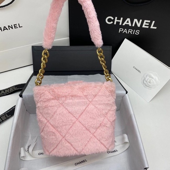 Chanel flap bag Shearling Lambskin & Gold-Tone Metal AS2241 pink