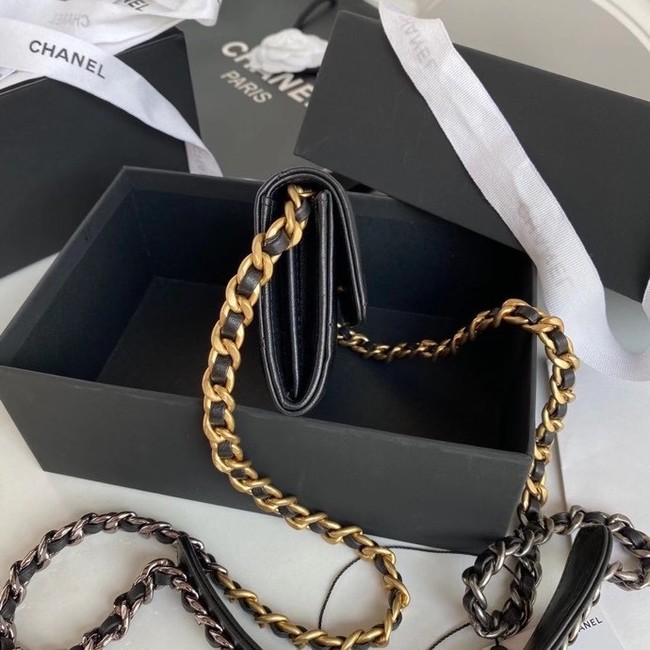 chanel 19 flap coin purse with chain AP1787 black