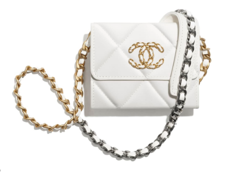 chanel 19 flap coin purse with chain AP1787 white