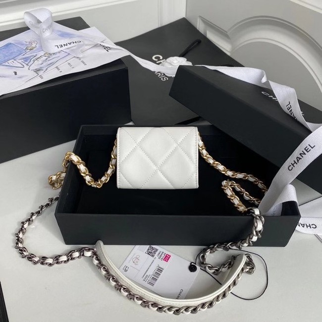 chanel 19 flap coin purse with chain AP1787 white