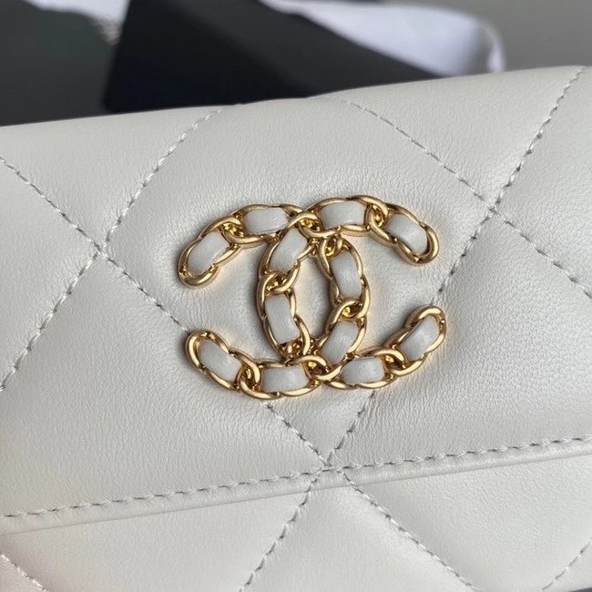 chanel 19 flap coin purse with chain AP1787 white