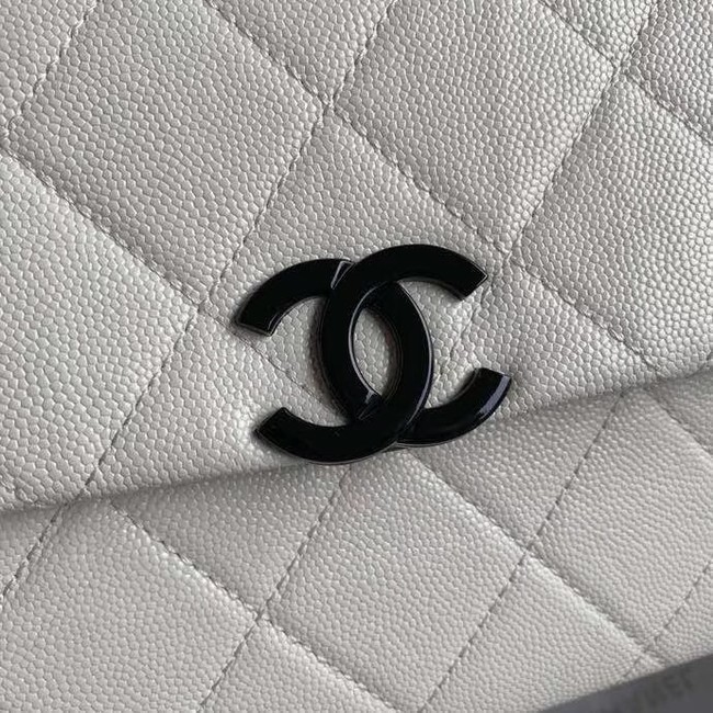 Chanel flap bag Grained Calfskin & Lacquered Metal AS2303 white