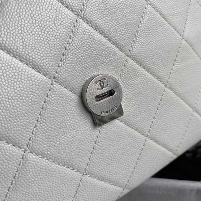 Chanel flap bag Grained Calfskin & Lacquered Metal AS2303 white