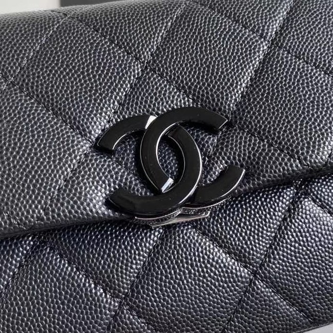 Chanel flap bag Grained Calfskin & Lacquered Metal AS2302 black