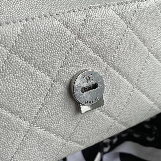 Chanel flap bag Grained Calfskin & Lacquered Metal AS2302 white