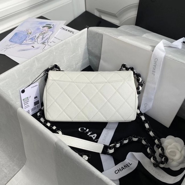 Chanel flap bag Grained Calfskin & Lacquered Metal AS2302 white