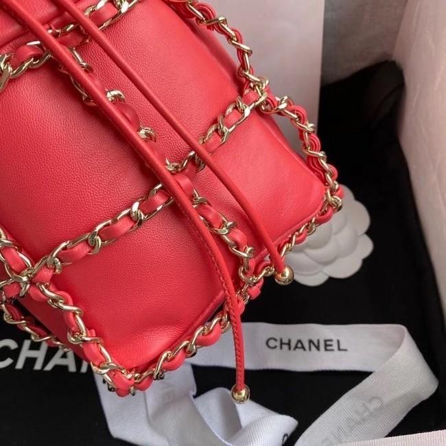 Chanel small drawstring bag Lambskin & Gold Metal AS2313 Coral