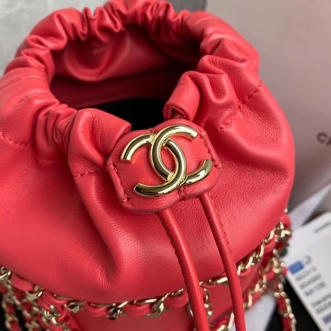 Chanel small drawstring bag Lambskin & Gold Metal AS2313 Coral