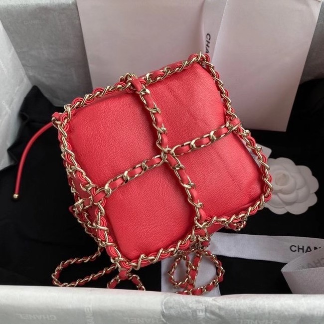 Chanel small drawstring bag Lambskin & Gold Metal AS2313 Coral