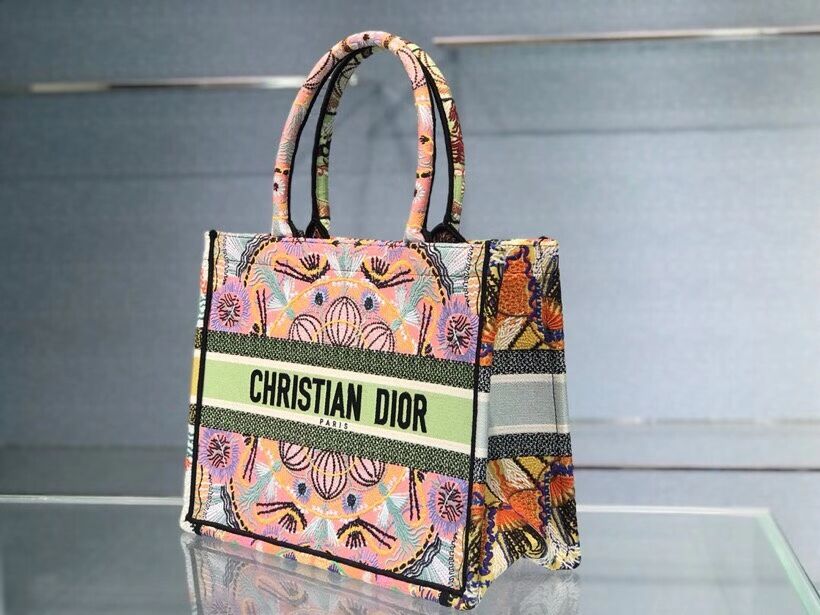 DIOR SMALL DIOR BOOK TOTE Multicolor Tie & Dior Embroidery C1296