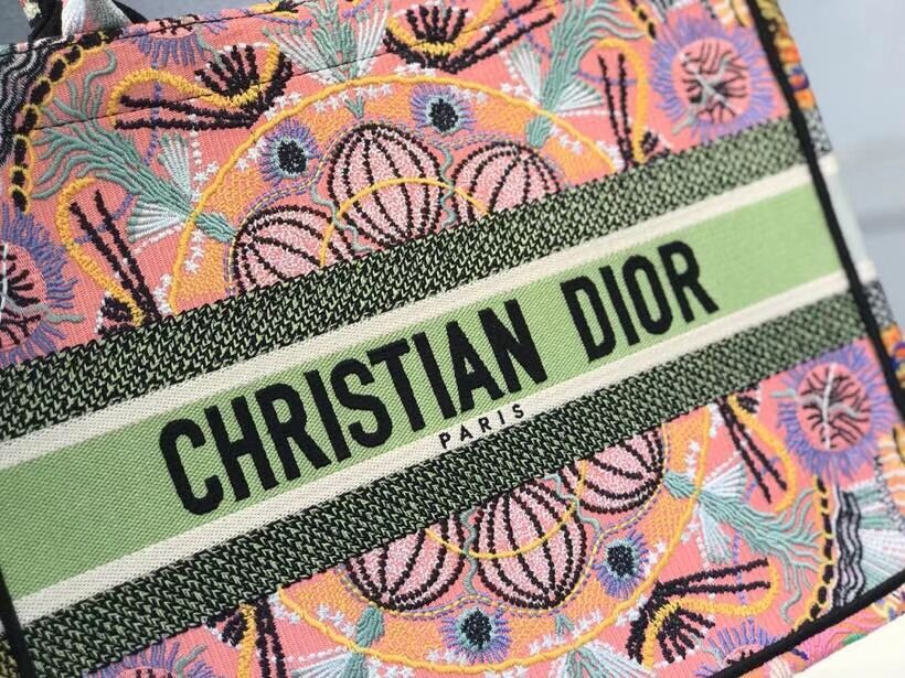 DIOR SMALL DIOR BOOK TOTE Multicolor Tie & Dior Embroidery C1296