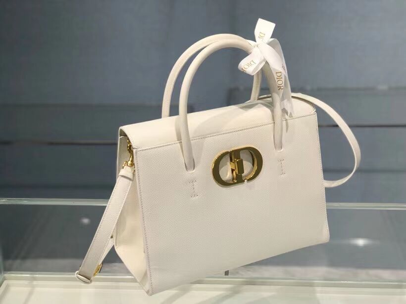 DIOR LARGE ST HONORE TOTE Grained Calfskin M9306UBAE WHITE