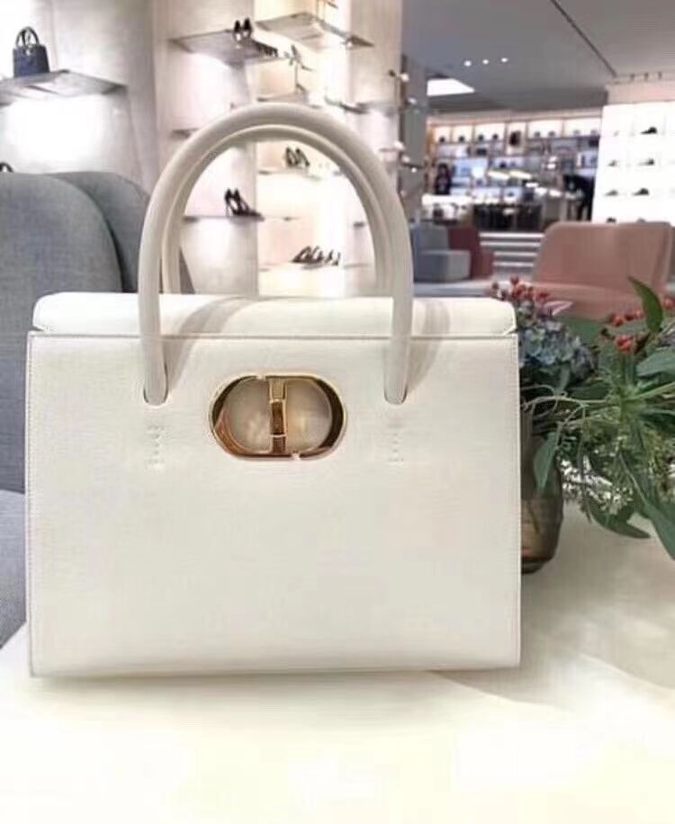 DIOR LARGE ST HONORE TOTE Grained Calfskin M9306UBAE WHITE