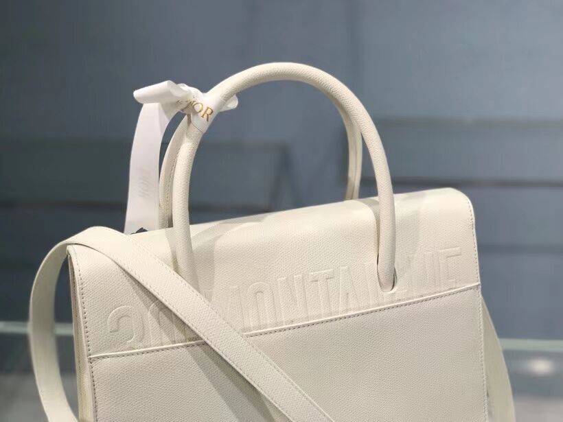 DIOR LARGE ST HONORE TOTE Grained Calfskin M9306UBAE WHITE