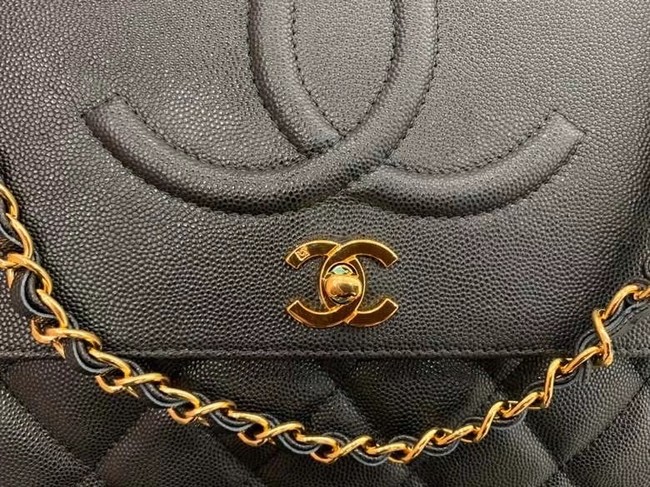 Chanel flap bag Grained Calfskin & & Gold-Tone Metal A92233 black