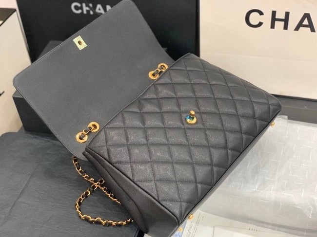 Chanel flap bag Grained Calfskin & & Gold-Tone Metal A92233 black