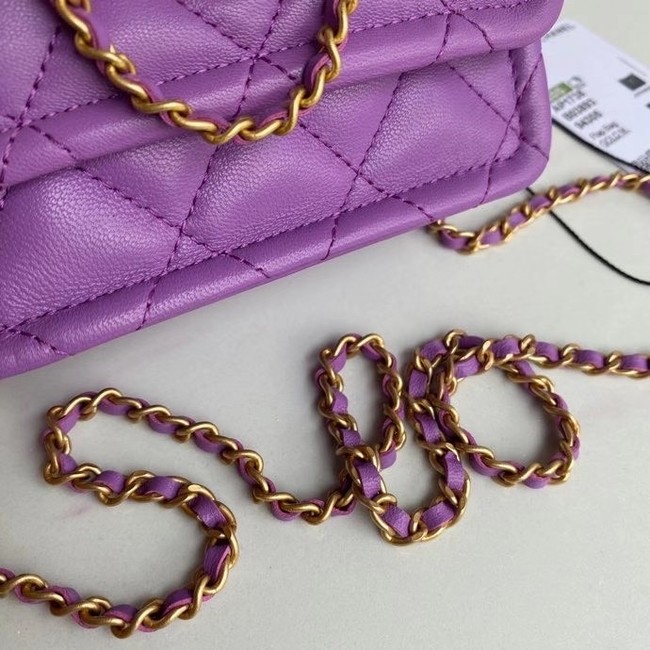 Chanel mini flap bag Sheepskin & Gold-Tone Metal AP1738 purple