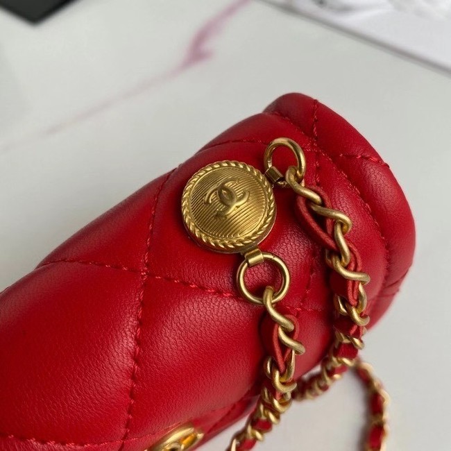 Chanel mini flap bag Sheepskin & Gold-Tone Metal AP1738 red