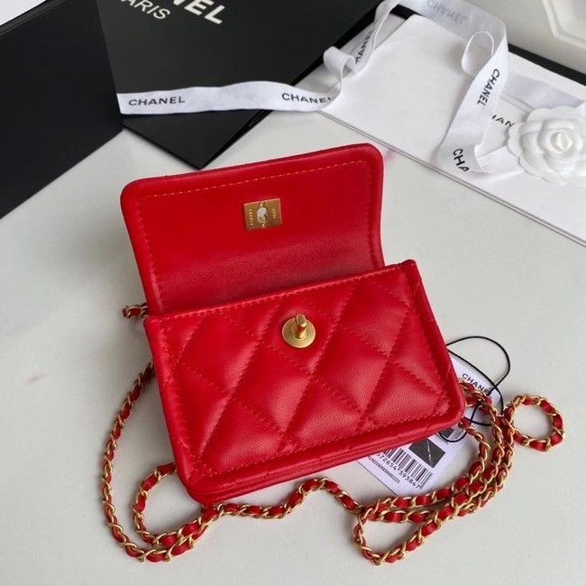 Chanel mini flap bag Sheepskin & Gold-Tone Metal AP1738 red