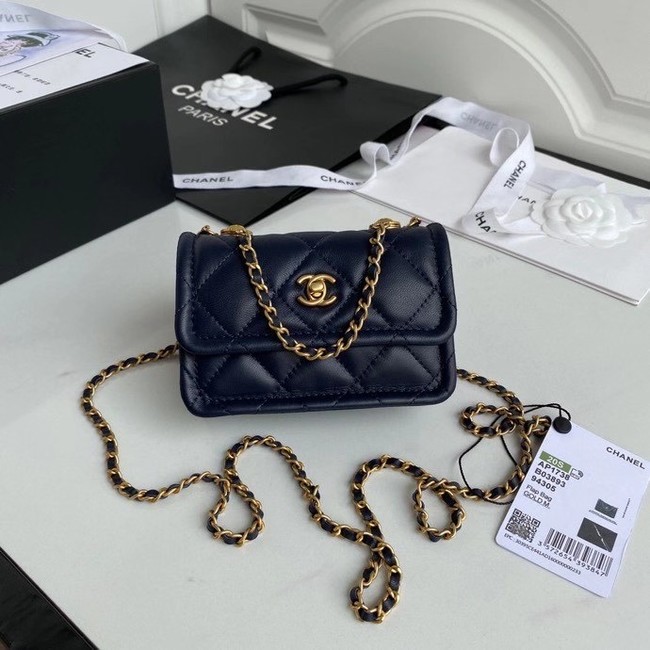 Chanel mini flap bag Sheepskin & Gold-Tone Metal AP1738 royal blue