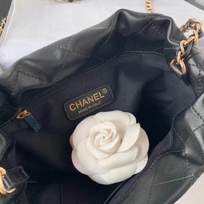 Chanel small drawstring bag Lambskin & Gold Metal AS2322 black