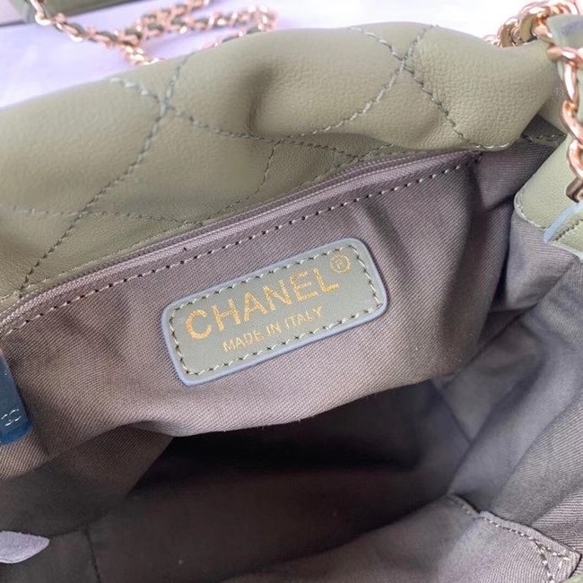 Chanel small drawstring bag Lambskin & Gold Metal AS2322 green