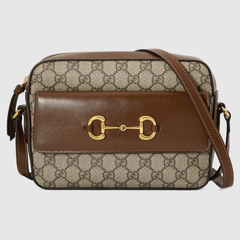 Gucci Horsebit 1955 small GG Supreme canvas shoulder bag 645454 brown