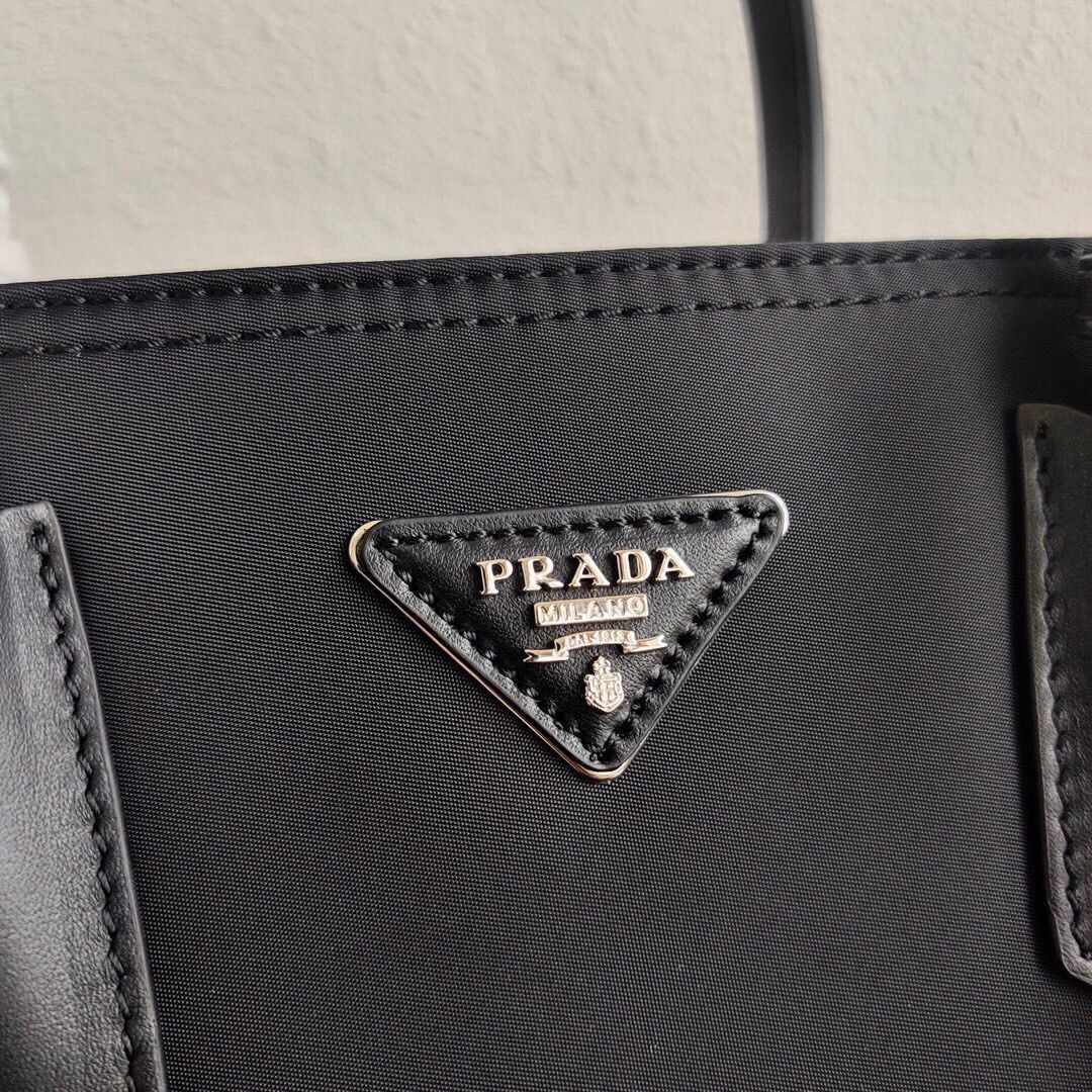 Prada Nylon Top Handbag 1BG775 Black