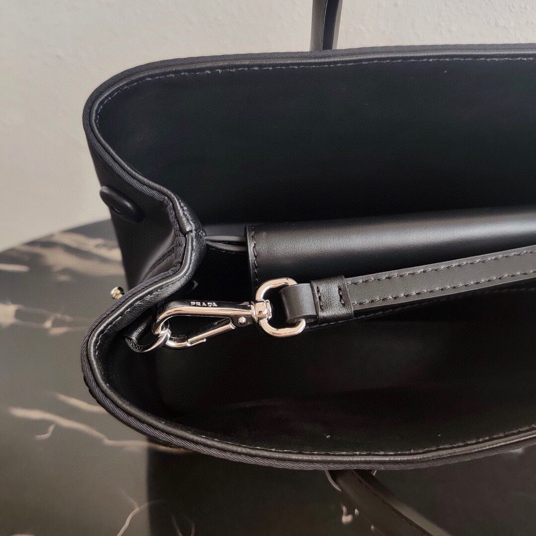 Prada Nylon Top Handbag 1BG775 Black