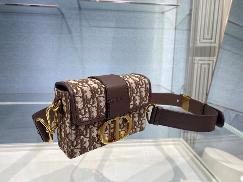 30 MONTAIGNE BOX BAG Brown Dior Oblique Jacquard M9204