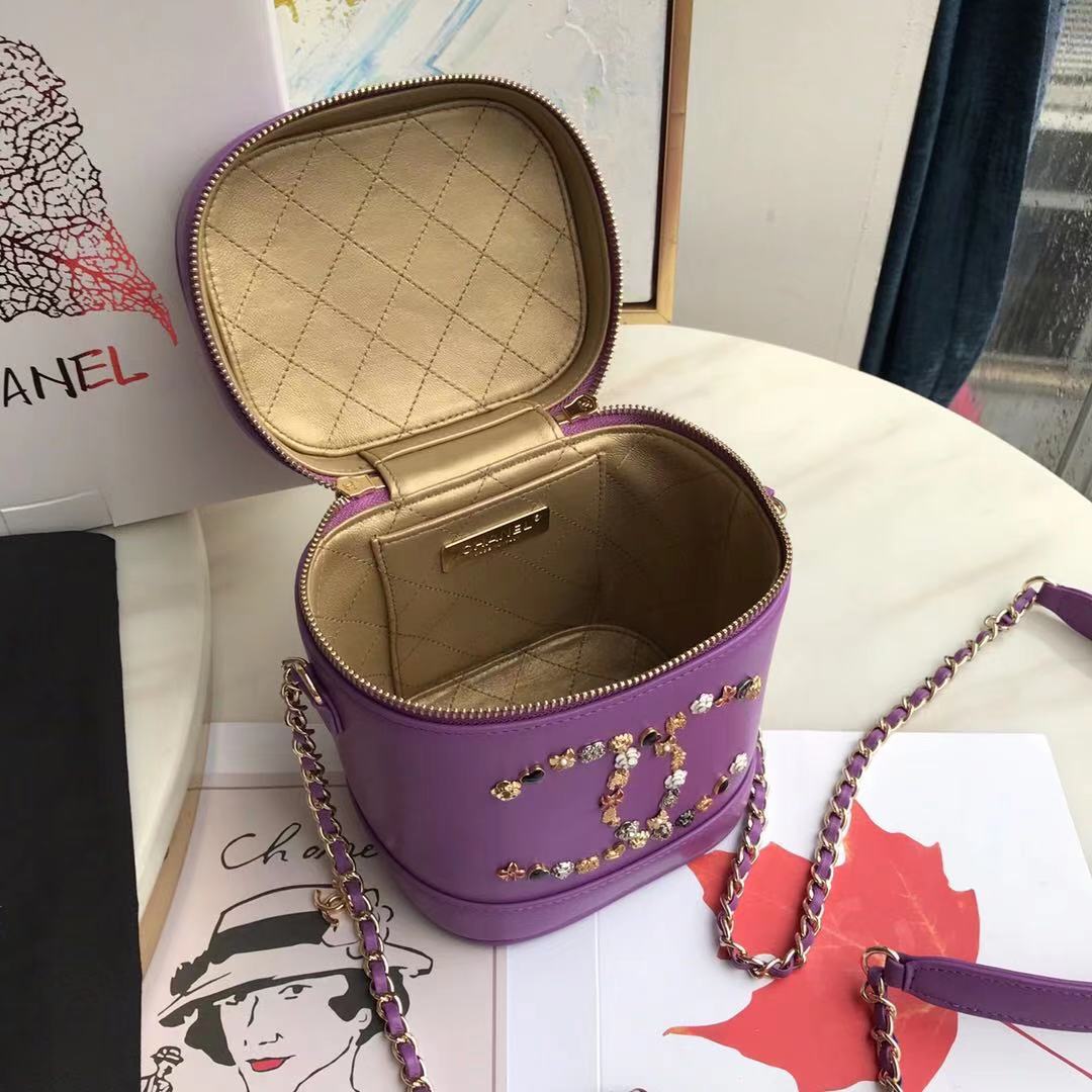 Chanel Lambskin Crystal Calfskin & Gold-Tone Metal AS1882 Purple