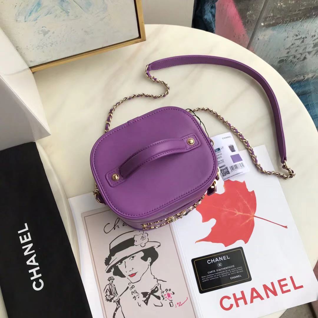 Chanel Lambskin Crystal Calfskin & Gold-Tone Metal AS2325 Purple