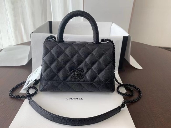 Chanel coco mini flap bag with top handle AS2215 black