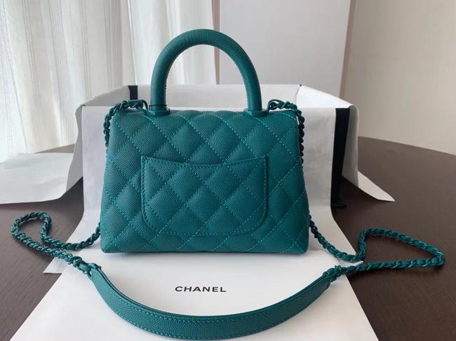 Chanel coco mini flap bag with top handle AS2215 green