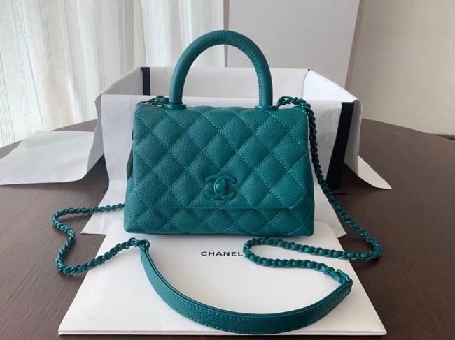 Chanel coco mini flap bag with top handle AS2215 green