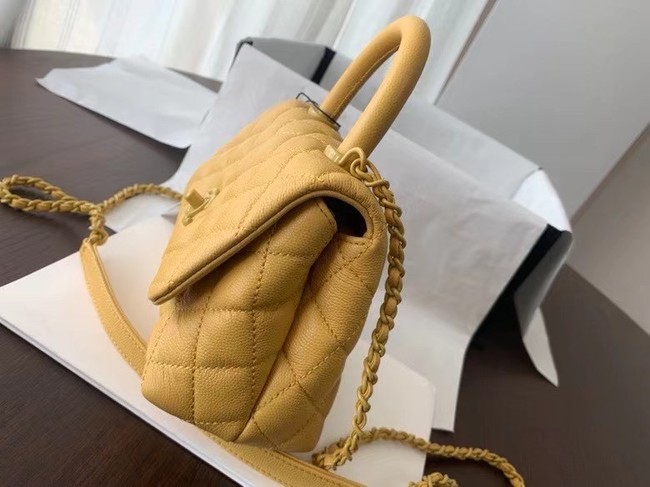 Chanel coco mini flap bag with top handle AS2215 yellow