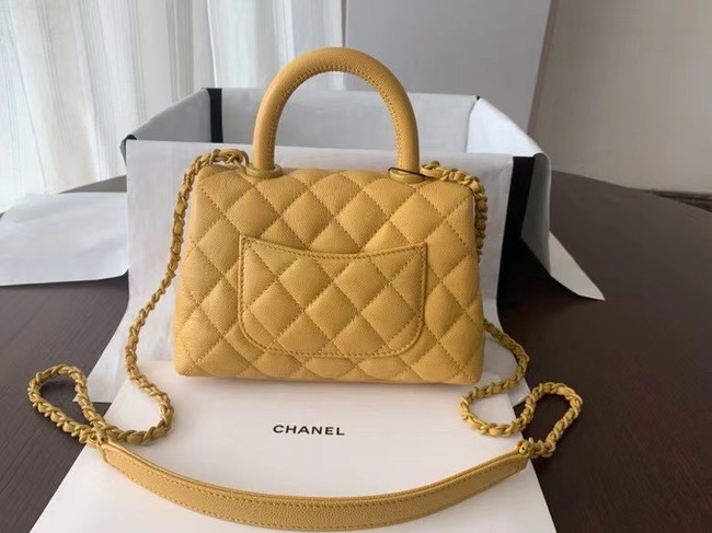 Chanel coco mini flap bag with top handle AS2215 yellow