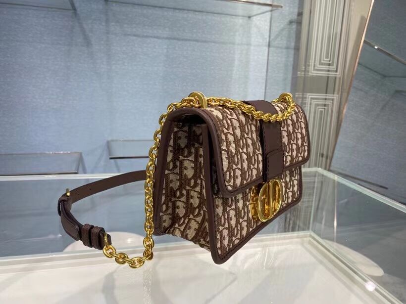 DIOR BOOK TOTE SMALL Oblique Embroidered C9008 Brown