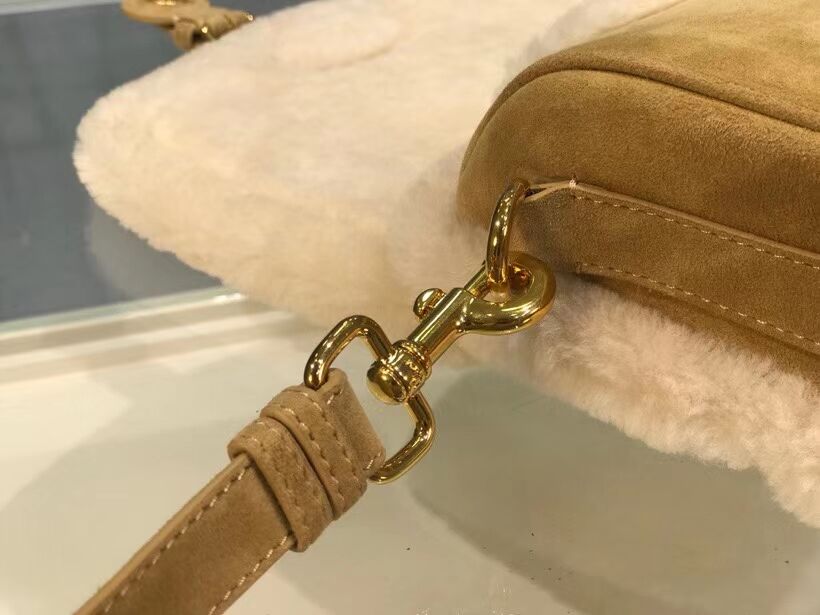 MEDIUM DIOR BOBBY BAG Camel-Colored Shearling M9319U