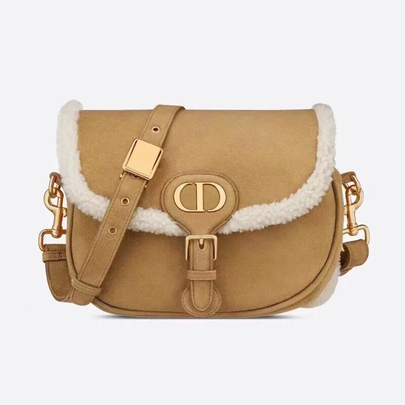 MEDIUM DIOR BOBBY BAG Camel-Colored Shearling M9319U