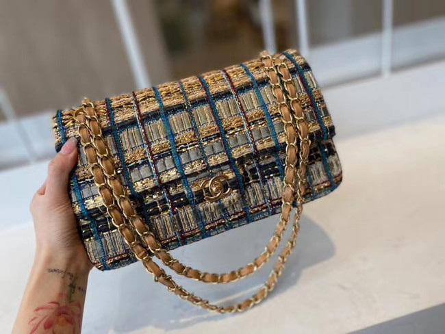 Chanel classic handbag Tweed & Gold-Tone Metal A01112-1