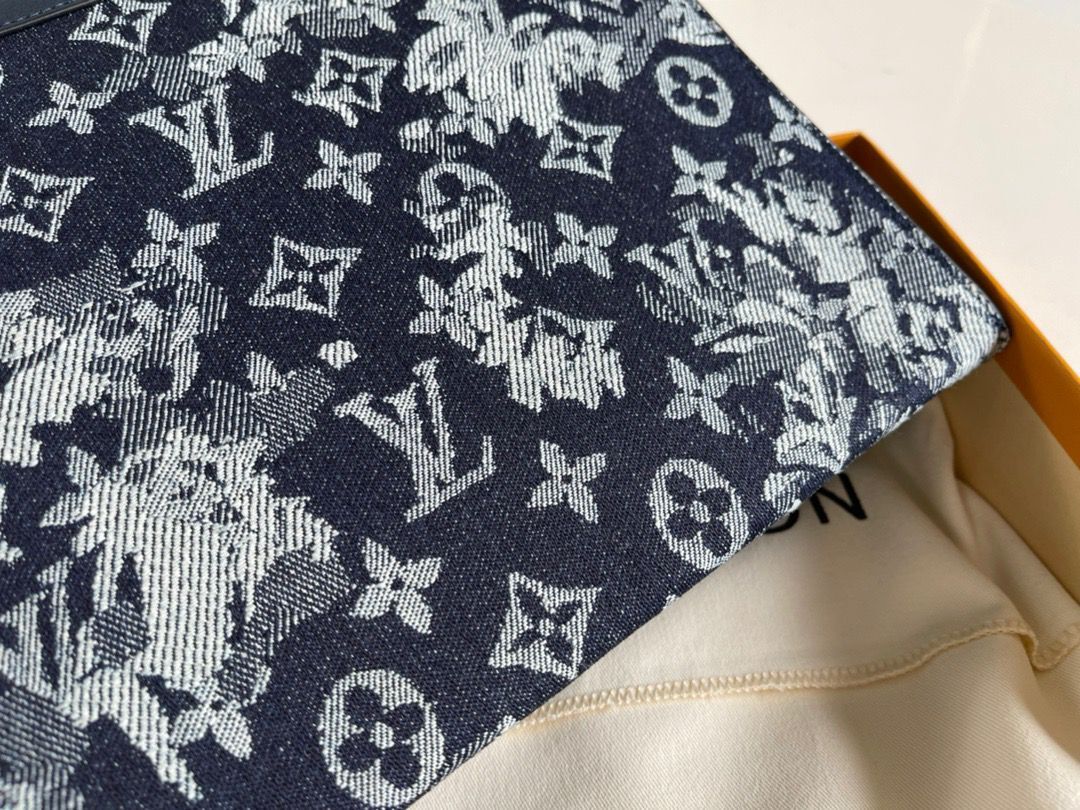 Louis Vuitton Monogram Tapestry Pochette Voyage Denim Bag M80034 Black