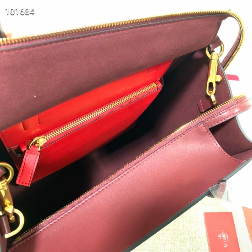 VALENTINO Origianl leather tote V2021 oxblood red