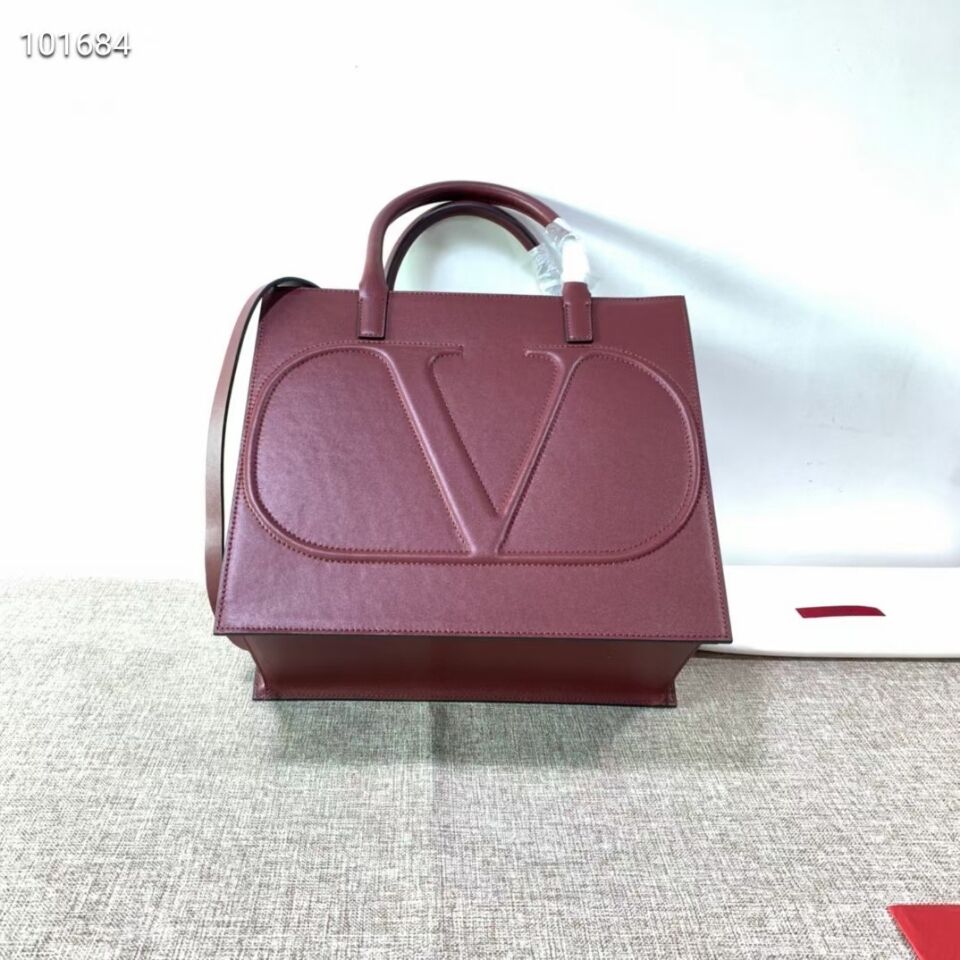 VALENTINO Origianl leather tote V2021 oxblood red