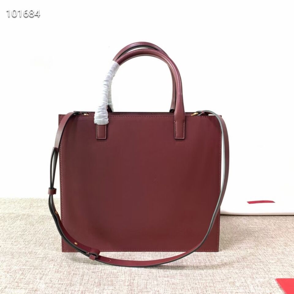 VALENTINO Origianl leather tote V2021 oxblood red