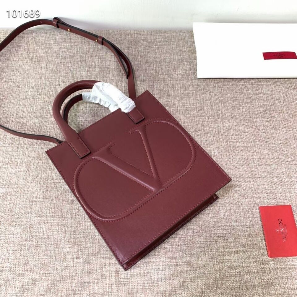 VALENTINO Origianl leather tote V2022 oxblood red