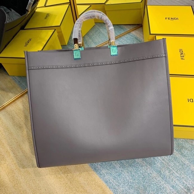 FENDI SUNSHINE large gray leather shopper 8BH387A