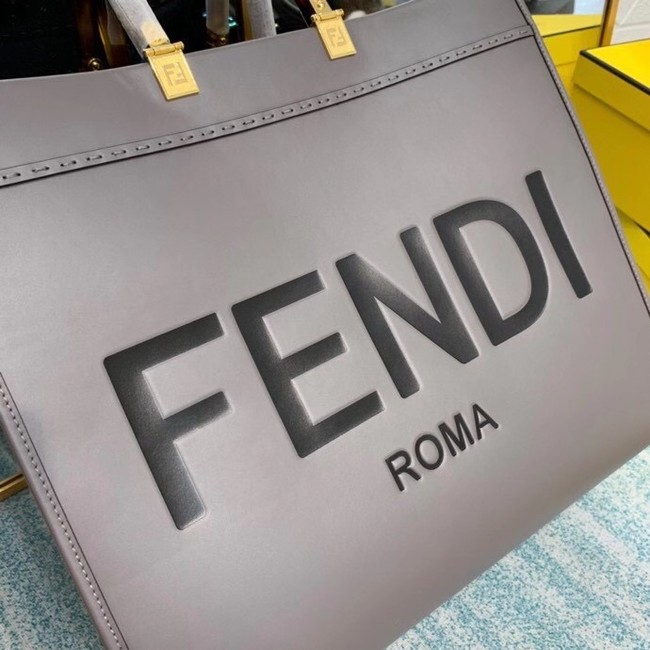 FENDI SUNSHINE large gray leather shopper 8BH387A