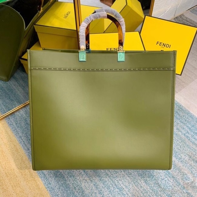 FENDI SUNSHINE large green leather shopper 8BH387A